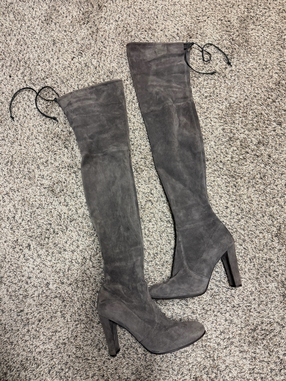 Stuart Weitzman Over-the-Knee Suede Boots - Gray